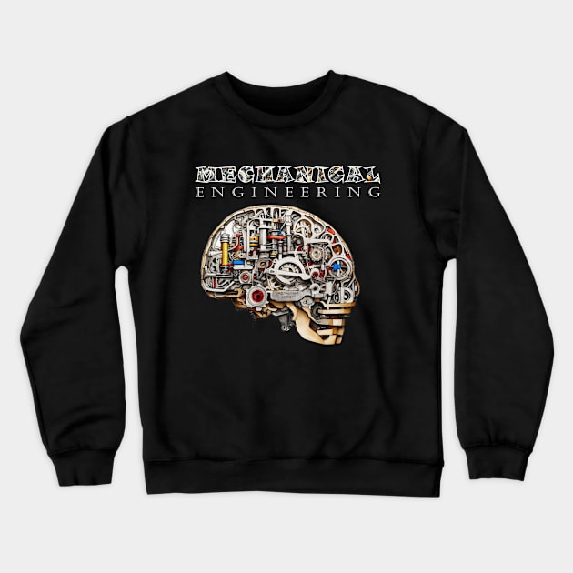 Mechanical Engineering - Inside Skull [White Text Version] Crewneck Sweatshirt by JavaBlend